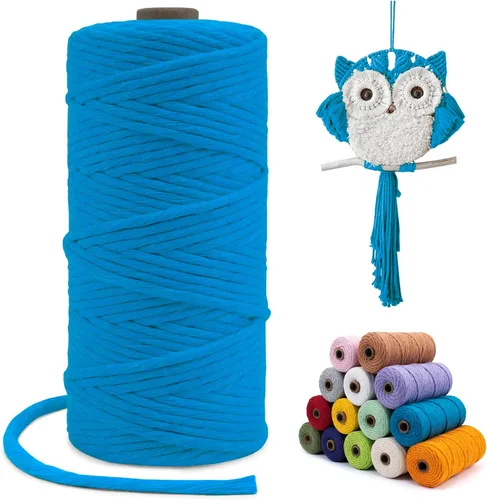 Miniatura 65 de Cuerda de macramé de una sola hebra de 0.197 in x 110 yardas, cuerda de macramé de algodón natural de 0.197 in, cuerda de algodón grueso para colgar