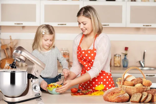 Miniatura 5 de Professional - Mezclador MK37A 500W, recipiente 5-Qt, 6 velocidades, con cabezal inclinado, máquina eléctrica para mezclar alimentos, Champán