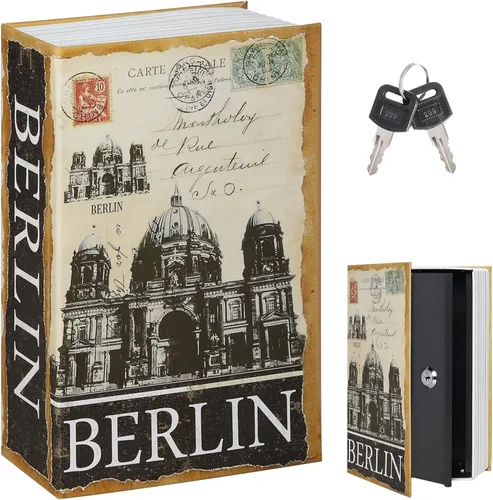 Decaller Caja fuerte para libros con cerradura de llave, caja secreta de metal oculta para seguridad del hogar, dinero y joyas, 9.5 x 6.2 x 2.2