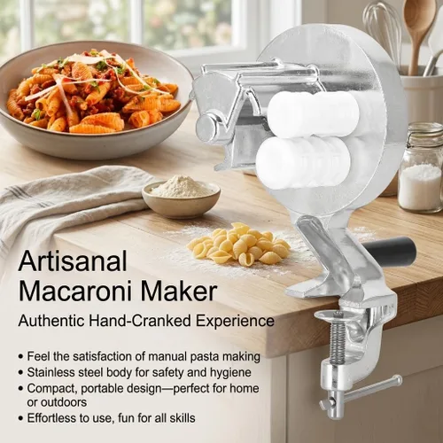Miniatura 6 de Máquina manual para hacer macarrones, máquina para hacer pasta, máquina para hacer pasta, acero inoxidable, manivela, fideos, máquina de prensado