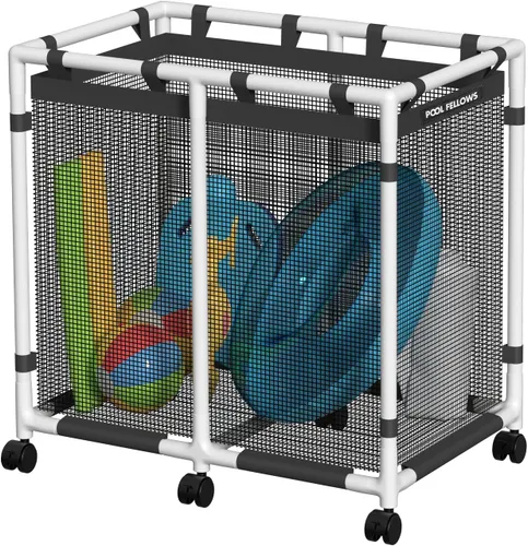 Miniatura 10 de Contenedor de almacenamiento para piscina, 105 galones, soporte para fideos, juguetes, flotadores, toallas, organizador de malla para equipos