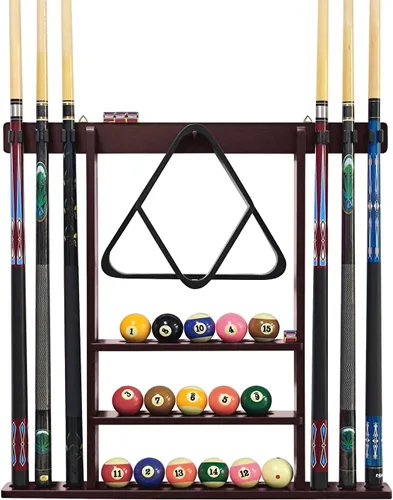 Soporte para palo de billar, soporte de pared para taco de billar, accesorios para billar, bar, sala de juegos (caoba)
