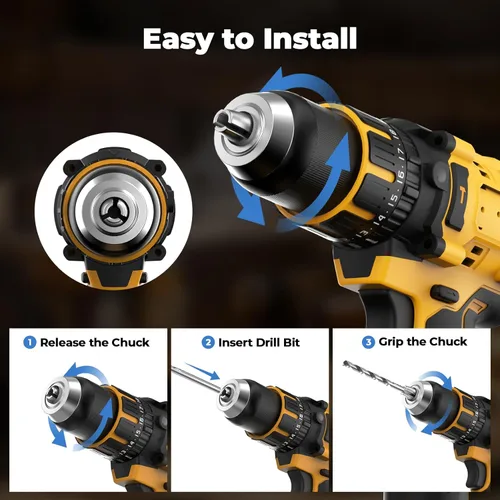 Miniatura 5 de Taladro de Martillo Inalámbrico Compatible con Batería Dewalt 20V MAX (Sin Batería) Taladro Sin Escobillas de 20V, Taladro Inalámbrico de 1/2