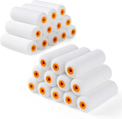 Rodillo de pintura de espuma, paquete de 24, mini cubiertas de rodillo de pintura de 4 pulgadas, rodillo de pintura de espuma de alta densidad,