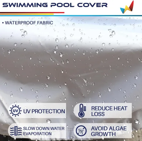 Miniatura 3 de Windscreen4less Cubierta de seguridad redonda impermeable para piscina de invierno de 9 pies con cable de alambre a lo largo de los bordes