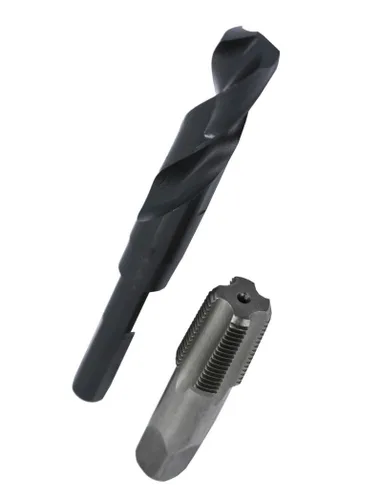 Drill America POU juego de llave de tubería de acero de carbono NPT y broca para taladro HSS (1/8 pulgadas NPT - 1 pulgadas NPT), 1