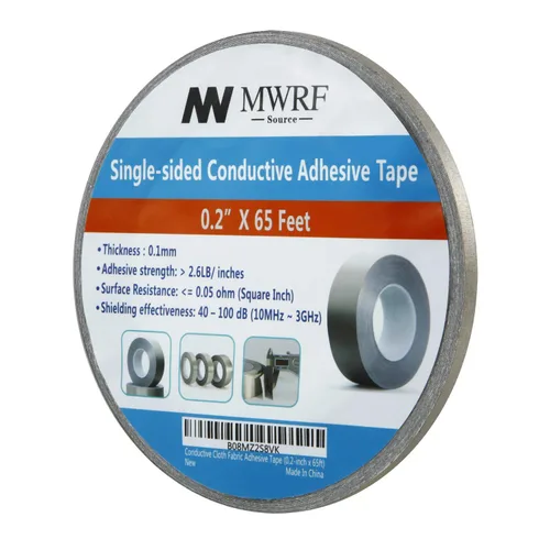 MWRF Source Cinta adhesiva de tela conductora Faraday (0.2 pulgadas x 65 pies); conexión a tierra EMI; atenuación de señal RFID; atenuación de señal