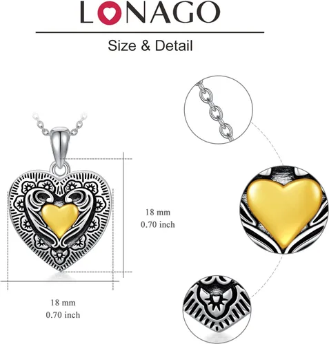 Miniatura 6 de Medallón de fotos con forma de corazón que sostiene 2 imágenes, collar con medallón en forma de corazón, joyería conmemorativa, regalo para mujeres