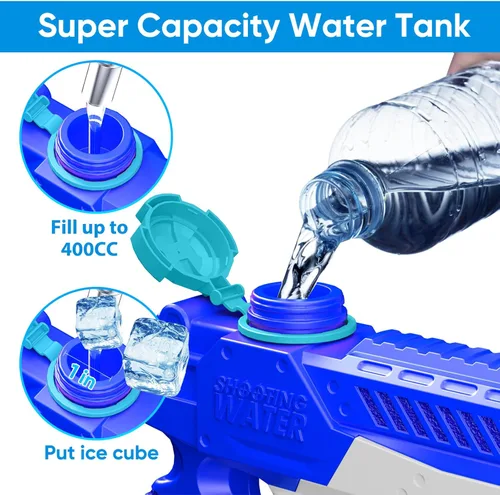 Miniatura 4 de WOLKEK Pistolas de agua para niños y adultos, paquete de 4 pistolas de chorro de alta capacidad de 400 CC de largo alcance, juguetes de piscina