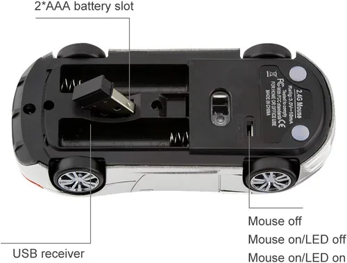 Miniatura 6 de Inalámbrico Coche Deportivo Ratón Ordenador Portátil Ratones Ópticos Ratones USB 2.4GHz (Plata)