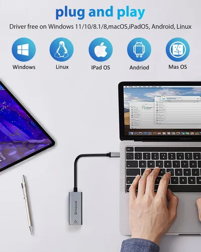 Miniatura 4 de Adaptador Ethernet a USB, 1 Gbps USB a RJ45 Gigabit LAN, USB 3.0 Ethernet compatible con 10/100/1000 Mbps. Compatible con portátiles, PC, Mac