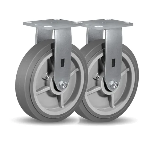 Miniatura 11 de Ruedas giratorias de alta resistencia 4x2, ruedas industriales, ruedas de goma (banda de rodadura plana), juego de 1 con capacidad de hasta 450