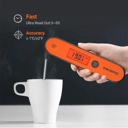 Miniatura 2 de Inkbird Termómetro de carne de lectura instantánea IHT-1P, termómetro digital impermeable recargable para alimentos con calibración, imán