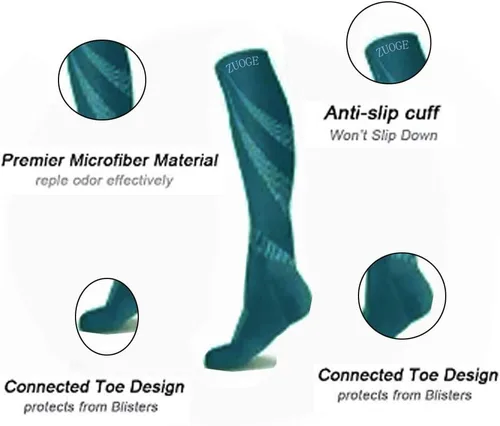 Miniatura 7 de zuoge Paquete de 6 pares de calcetines de compresión, los mejores calcetines médicos, de enfermería, viajes y vuelo, para correr y fitness, 15-20