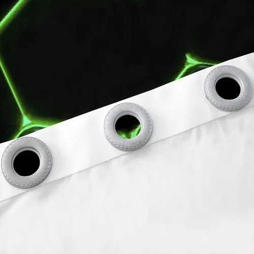 Miniatura 6 de Feelyou - Cortinas de ventana en forma de panal, tema geométrico hexagonal con luces de neón verdes, para chicos adolescentes y hombres, elegante