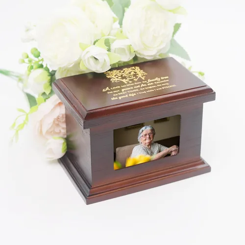 Miniatura 2 de Urnas Pequeñas de Madera de 5.5 Pulgadas para Cenizas, Urnas Memoriales Funerarias con Marco para Fotos, Urnas Pequeñas de Recuerdo, Cajas y Ataúdes