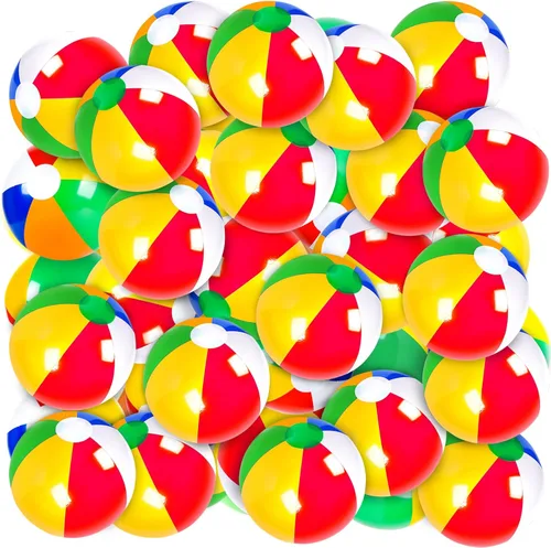 Coopay Pelotas de playa inflables grandes de 16 pulgadas con diseño de arco iris clásico, bola de piscina, decoración de fiesta de playa, juegos de