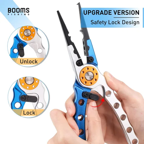Miniatura 2 de Booms Fishing X1 Alicates de Pesca de Aluminio para Agua Salada, Kit de Aparejos de Pesca de Surf, Multiherramienta de Pesca Removedor de Anzuelos
