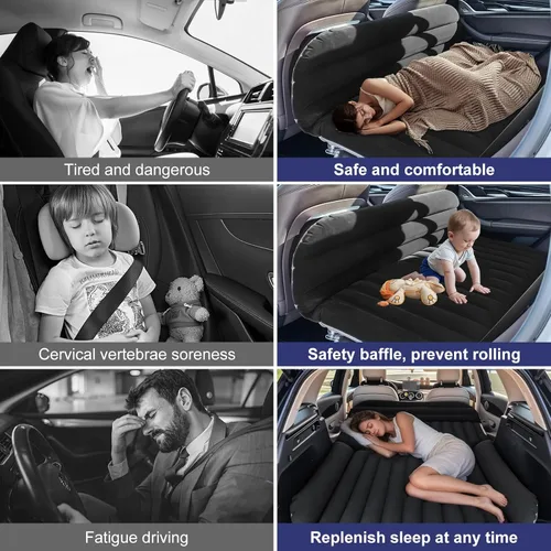 Miniatura 4 de colchón de aire para SUV – Cama inflable para asiento trasero con bomba de aire eléctrica, almohadilla para dormir portátil para acampar y viajar