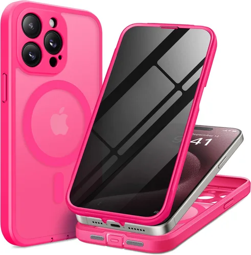 Miniatura 15 de TIESZEN Funda para iPhone 15, compatible con MagSafe, protector de pantalla de privacidad integrado y protección de cámara, antiespía, cuerpo