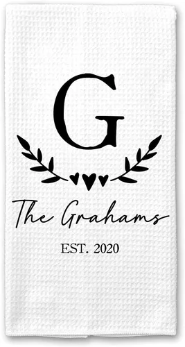 CANARY ROAD Toalla de cocina personalizada con tejido de gofre, toalla de cocina personalizada, regalo de inauguración de la casa, ducha de boda,