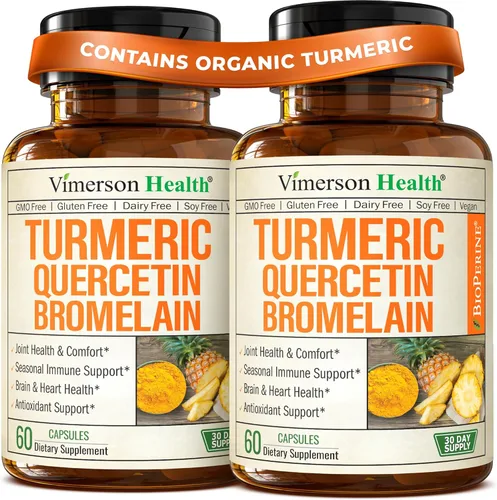 Miniatura 11 de Suplemento de Quercetina con Bromelina y Cúrcuma Curcumina – Alivio de Alergias, Apoyo Inmunológico y Articular – Suplemento de Cúrcuma Orgánica