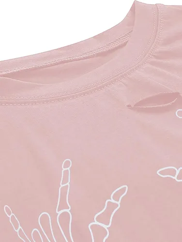 Miniatura 3 de Avanova Camisetas de manga corta para mujer, estilo informal, de gran tamaño, rasgadas, para verano