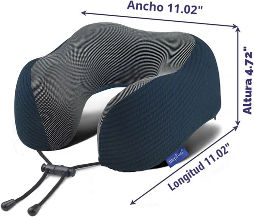 Miniatura 5 de napfun Almohada cervical para viajar, almohada cervical de viaje mejorada para avión, almohada de viaje de espuma viscoelástica 100% pura para Kit