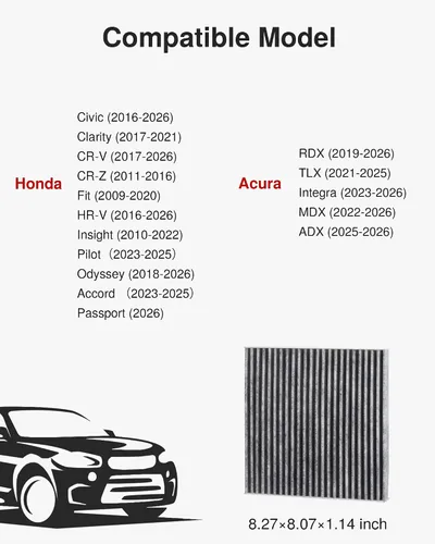 Miniatura 2 de Puroma Paquete de 1 filtro de aire de cabina con carbón activado de repuesto para CP182, CF11182, compatible con Honda CR-V, Civic, Accord, Odyssey