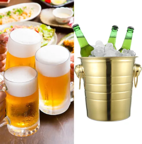 Miniatura 5 de BESTOYARD Cubo de hielo de acero inoxidable de 2.7 cuartos con cabeza de tigre dorado, cubo de fiesta aislado de doble pared para cerveza, vino, uso