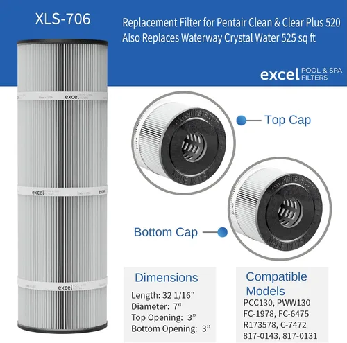 Miniatura 3 de XLS-706 Paquete de 4 filtros de repuesto para Pentair Clean Clear 520 y Waterway 525. También sustituye a Pentair R173578 y 178585, Unicel C-7472