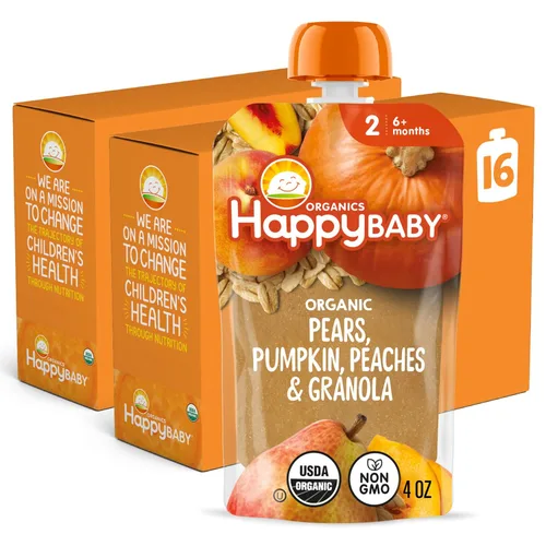 Miniatura 12 de Happy Baby Organics Stage 2 - Bolsas de comida para bebés, sin gluten, aperitivo vegano y saludable, puré de frutas y verduras claramente