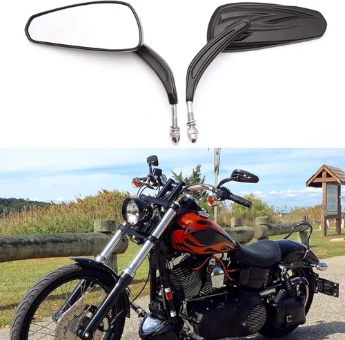 Miniatura 3 de Espejos de motocicleta para Road King, Sportster, Street Glide, Electra Glide, Dyna, Softail, Road Glide, 1982-2019 (Negro#2)