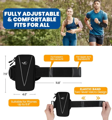 Miniatura 4 de HiRui Soporte para teléfono celular y bolsa de muñeca para teléfono, brazalete deportivo para correr para gimnasio y ciclismo, compatible con iPhone