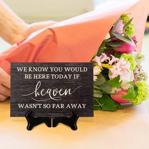Miniatura 5 de Blulu Letrero conmemorativo de boda We Know You Would Be Here Today If Heaven Wasn't So Far Away Placa de memoria de madera para seres queridos