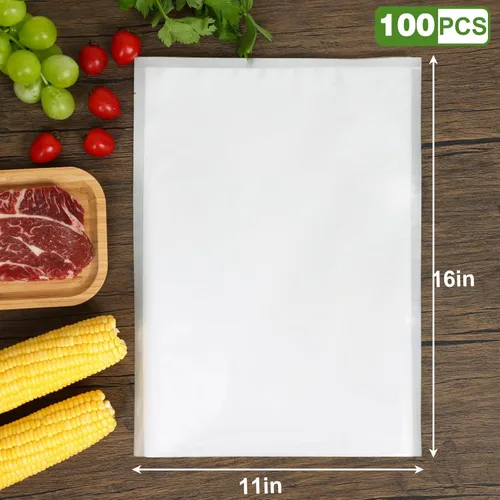 Miniatura 2 de Moretoes - 100 piezas de bolsas selladoras al vacío [2025 Actualizado], bolsas para ahorrar alimentos, galón 28 x 41 cm, libres de BPA, bolsas