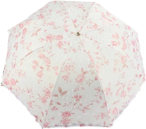 Miniatura 13 de Honeystore Parasol de viaje plegable Brolly Anti-UV Sombrilla Vintage 3 pliegues gris
