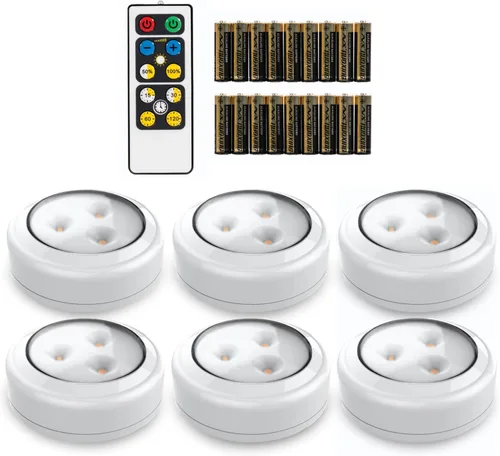 Brilliant Evolution Luces adhesivas con control remoto - Juego de 6 luces LED controladas por control remoto debajo de los gabinetes - Luces