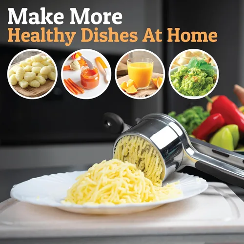 Miniatura 8 de PriorityChef - Prensa de papas grande de 15 onzas con 3 discos, resistente acero inoxidable para puré de papas, triturador de papas, herramienta