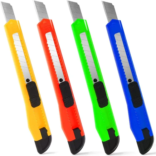 Miniatura 12 de Exacto - Cortador de cajas retráctil, paquete de 4 unidades, cuchillo utilitario de alta calidad, cuchillas de 0.315 pulgadas de ancho, abridor
