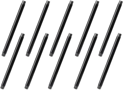 Miniatura 13 de Paquete de 10 tubos de hierro industrial de 1/2 x 2 pulgadas, acero precortado resistente, boquilla de metal roscada para proyectos de bricolaje