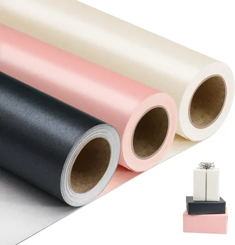 Miniatura 23 de NESCCI Papel de regalo mate, papel de brillo perlado de color sólido, 3 rollos, 17 pulgadas x 32.8 pies por rollo. Papel de regalo perfecto