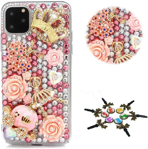Miniatura 61 de Sparkle - Funda para teléfono compatible con Samsung Galaxy A12, elegante, hecha a mano en 3D, diseño de diamantes de imitación, diseño de diamantes