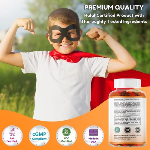 Miniatura 5 de SHIFAA NUTRITION Gomitas vegetarianas de vitamina D3 para adultos y niños 45-90 porciones, 2,000 UI/1,000 UI Sin OMG, sin gluten, sin gelatina