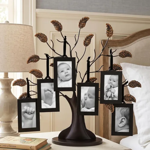 Miniatura 8 de Americanflat Marco de fotos para árbol genealógico, incluye 6 marcos de fotos colgantes de 2 x 3 pulgadas, borlas de cinta ajustables, ideal como