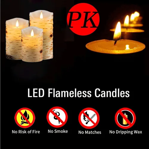 Miniatura 3 de Velas LED sin llama que funcionan con batería, mecha 3D con control remoto de 10 teclas, temporizador de 24 horas, juego de 3 velas eléctricas Juego