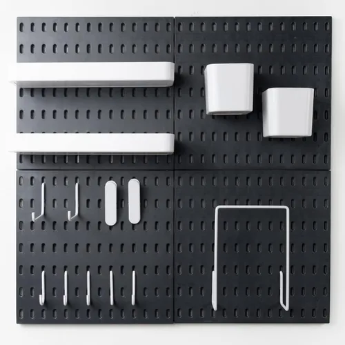 Miniatura 5 de MULSAME Kit de Combinación de Tablero Perforado, Conjunto de Almacenamiento Montado en Pared con 8 Tableros Perforados y 32 Accesorios Colgantes