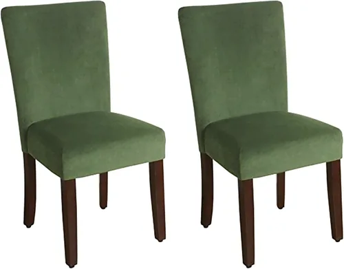 Miniatura 214 de Homepop Silla de comedor con detalles festoneados, sillas de comedor Parsons tapizadas, muebles decorativos para el hogar, tejido gris claro
