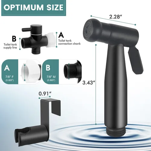 Miniatura 7 de Pulverizador de bidé de mano de lujo, juego de accesorios de bidé de baño de acero inoxidable SUS304, rociador de pañales de tela para bebé