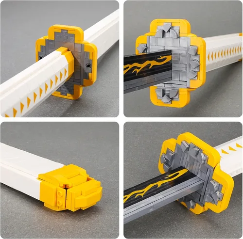 Miniatura 3 de TOY PLAYER Juego de construcción de espada de demonio, espada de Agatsuma Zenitsu con vaina y soporte - Compatible con conjuntos de Lego